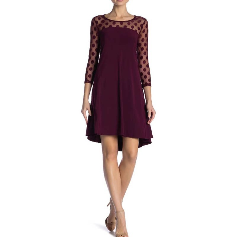 Nina Leonard NWOT Polka Dot Illusion Swing Dress‎